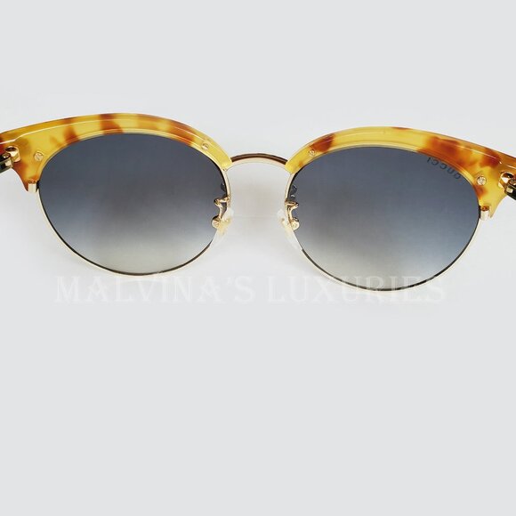 GUCCI SUNGLASSES GG00222 003 HAVANA ACETATE METAL TIGER HEAD GG LOGO ENG… main image 7